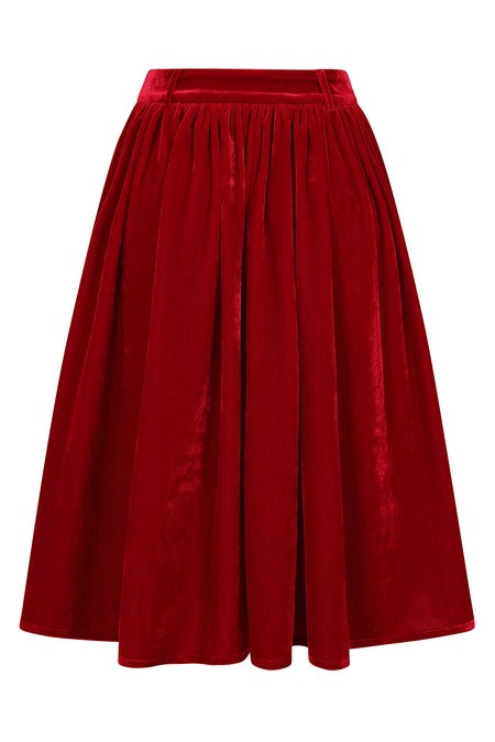 RED MILLIE VELVET SWING SKIRT