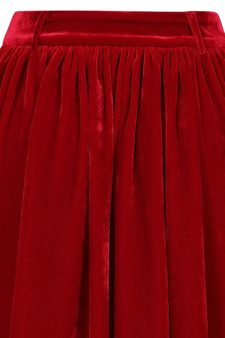 RED MILLIE VELVET SWING SKIRT