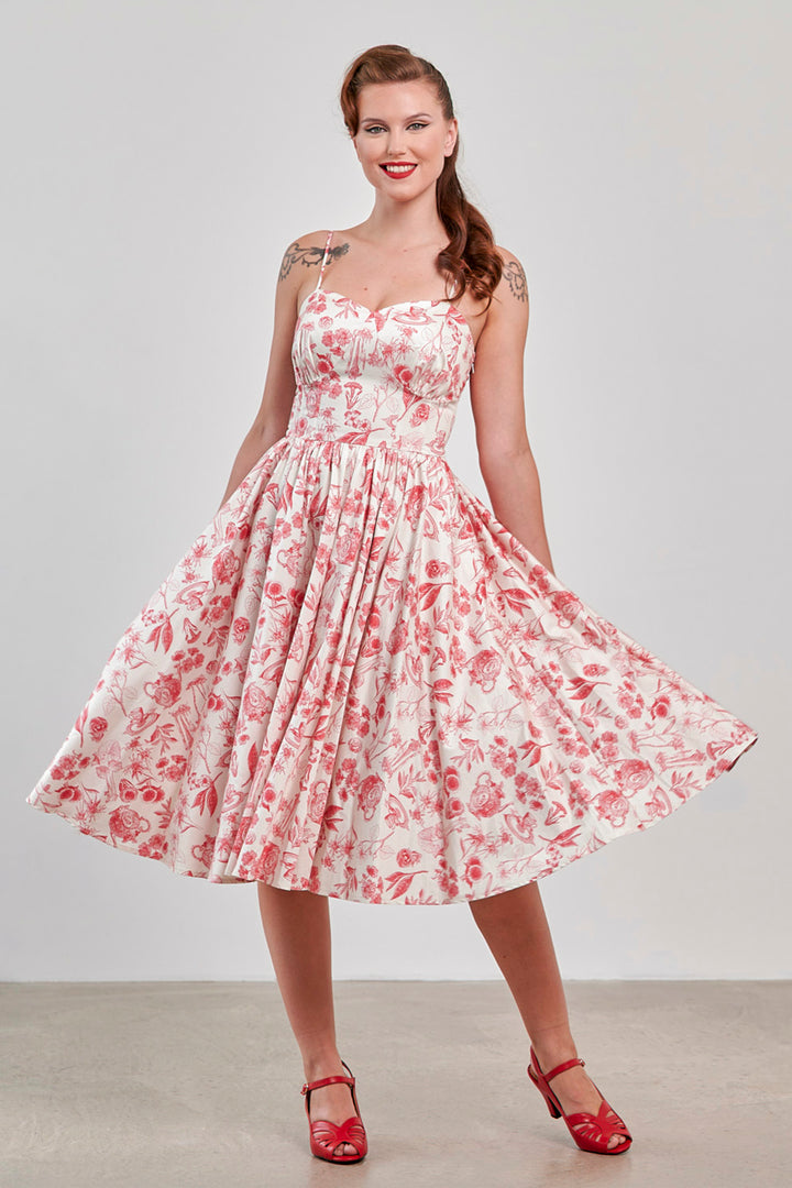 Cream Jeanie tea floral corset dress