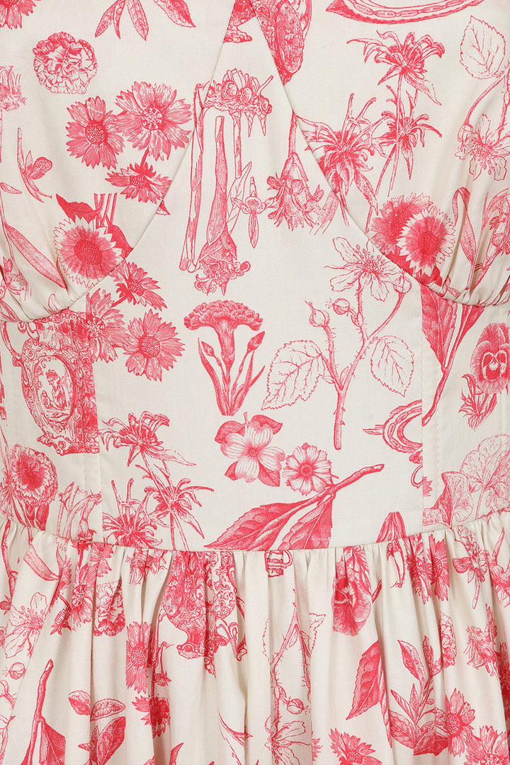 Cream Jeanie tea floral corset dress