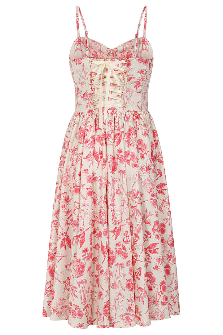 Cream Jeanie tea floral corset dress