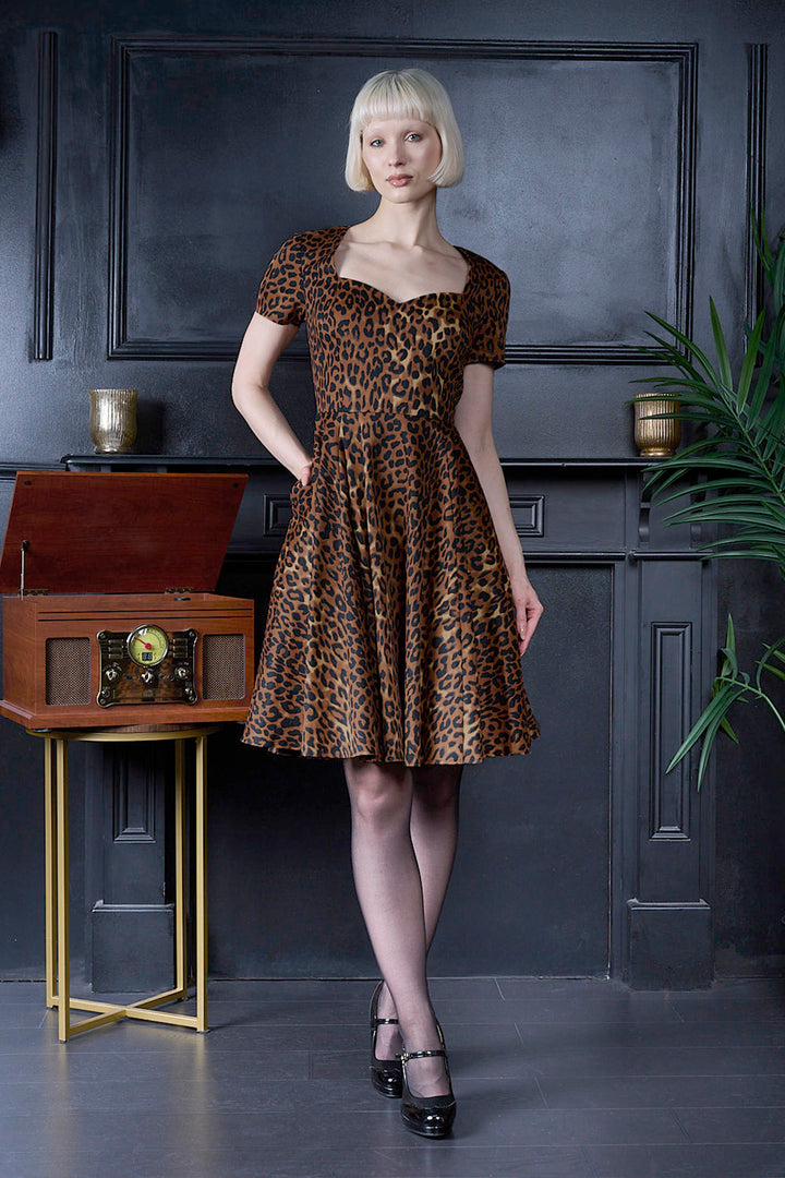 Brown DELLA LEOPARD DRESS
