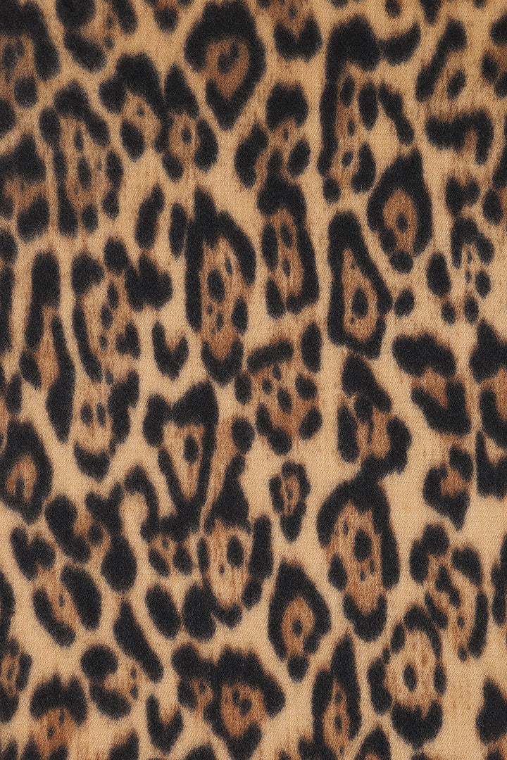 Brown LEONA Leopard Print Scarf