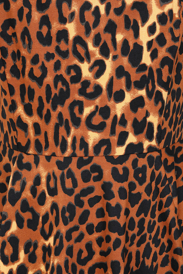Brown DELLA LEOPARD DRESS
