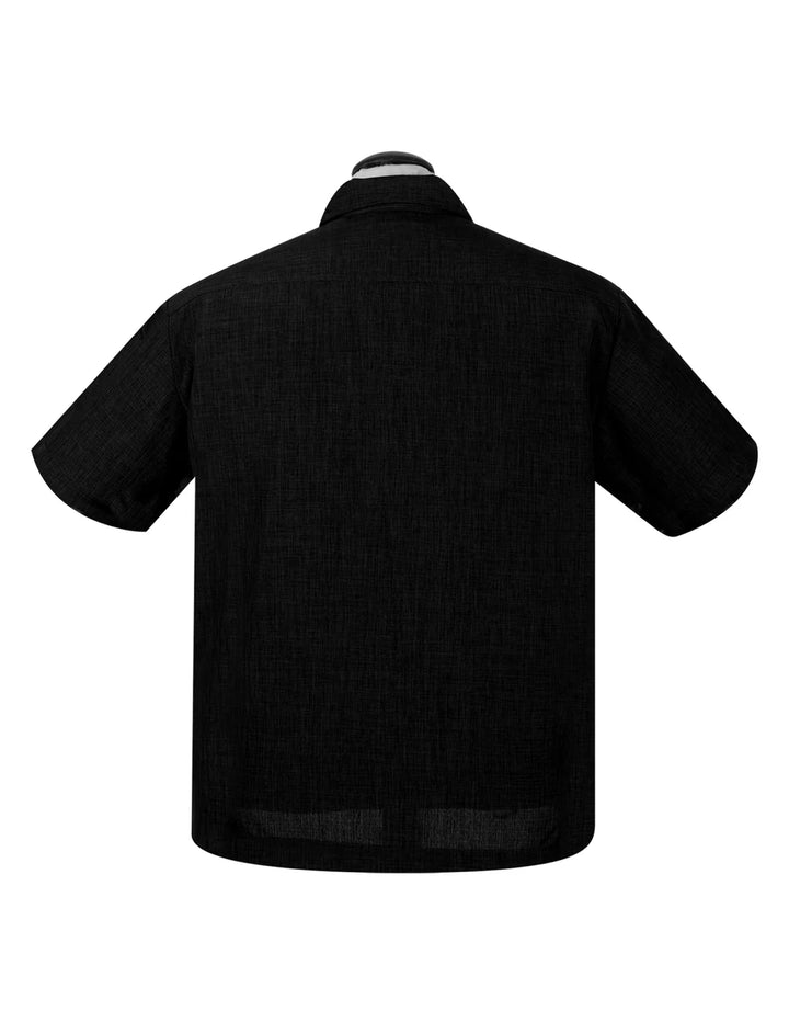 PopCheck Double Panel Bowling Shirt in Black/Stone