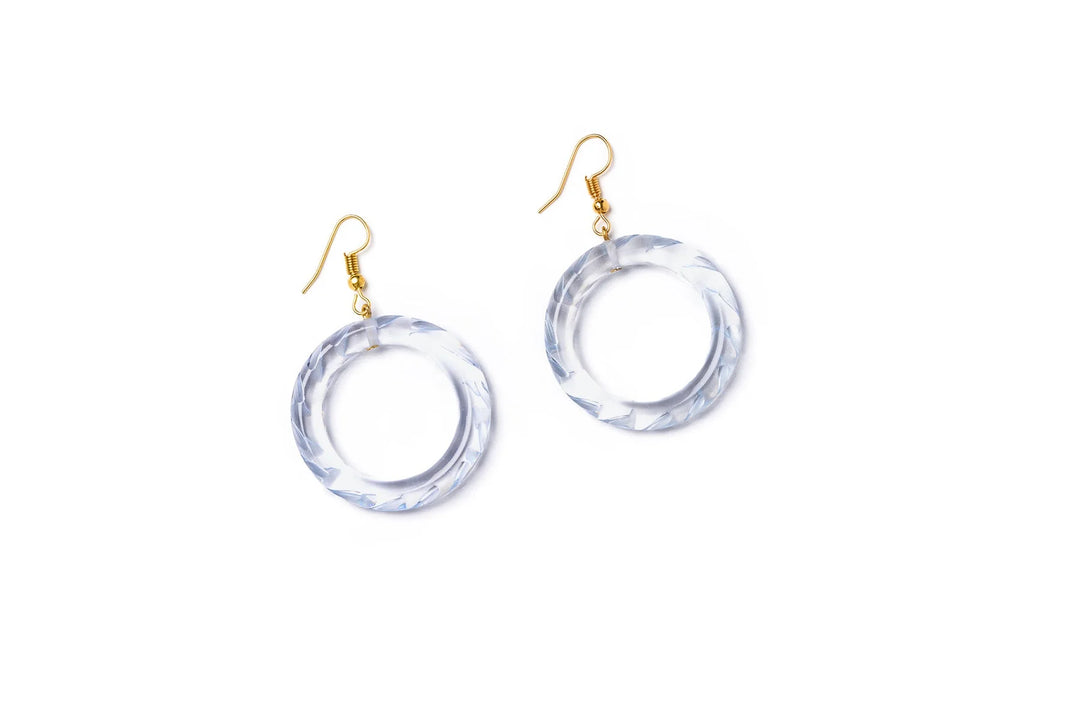 Heavy Carve Drop Hoop Earrings