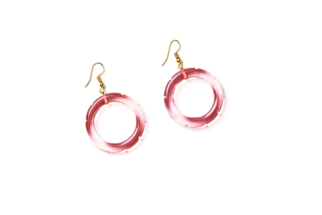 Heavy Carve Drop Hoop Earrings