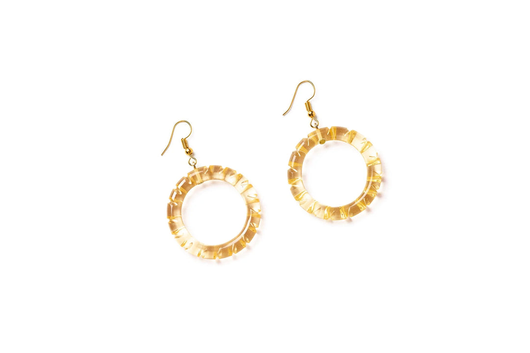 Heavy Carve Drop Hoop Earrings
