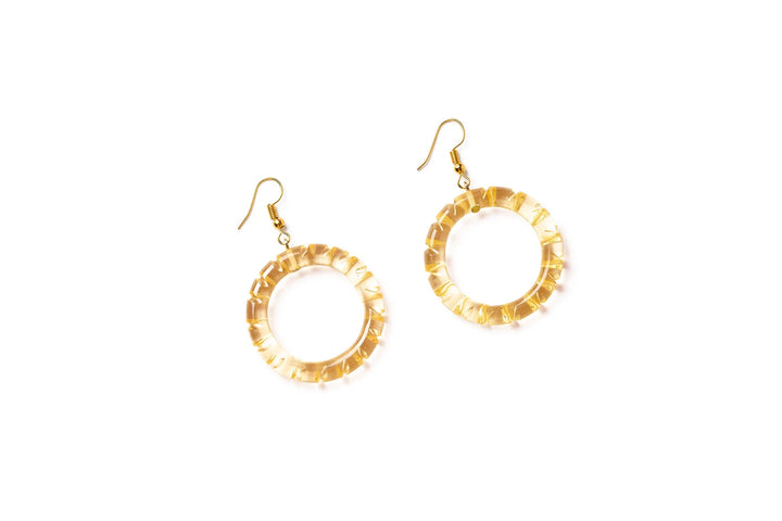 Heavy Carve Drop Hoop Earrings