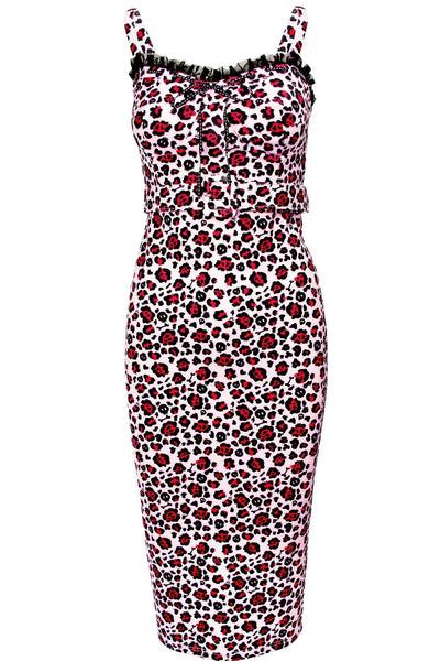 Love Bites Pencil Dress - Pink Leopard Print